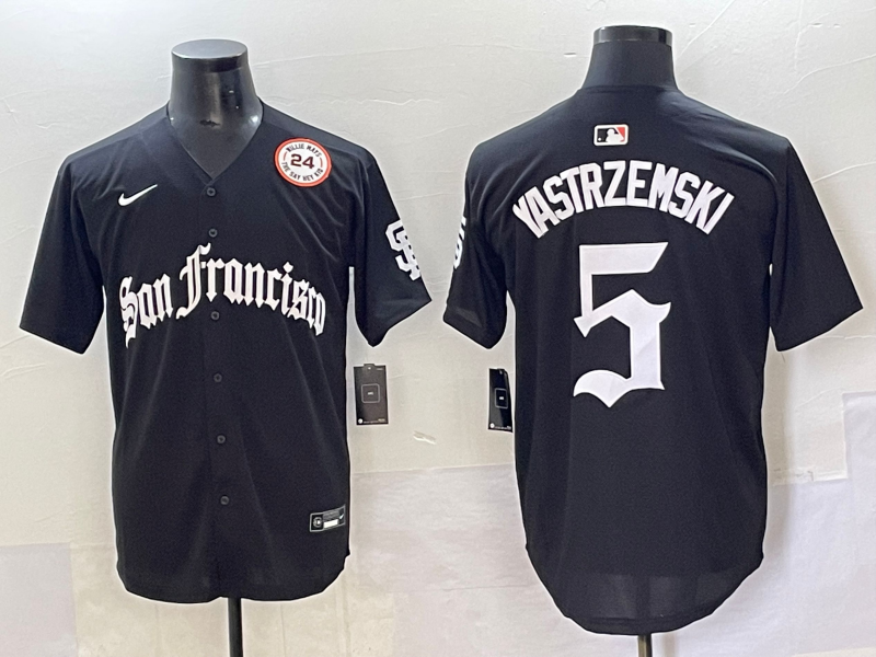 Men 2025 San Francisco Giants #5 Yastrezemski Black Five generations Joint Name Nike MLB Jersey style 21->san francisco giants->MLB Jersey